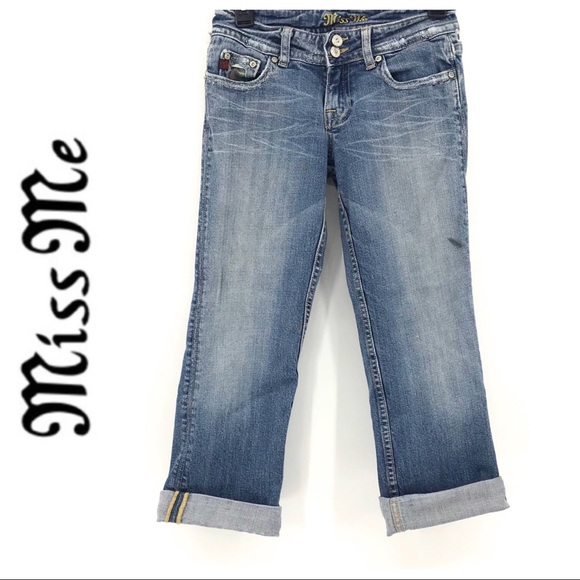 💕SALE💕Miss Me Camo Diamond Embellished Crop Jean - Picture 2 of 7